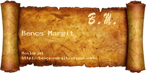 Bencs Margit névjegykártya